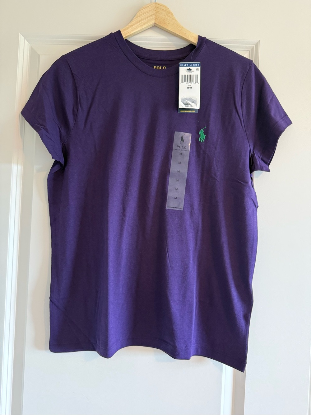 Polo Ralph Lauren Purple Crewneck T‑Shirt with Green Pony Logo M NWT